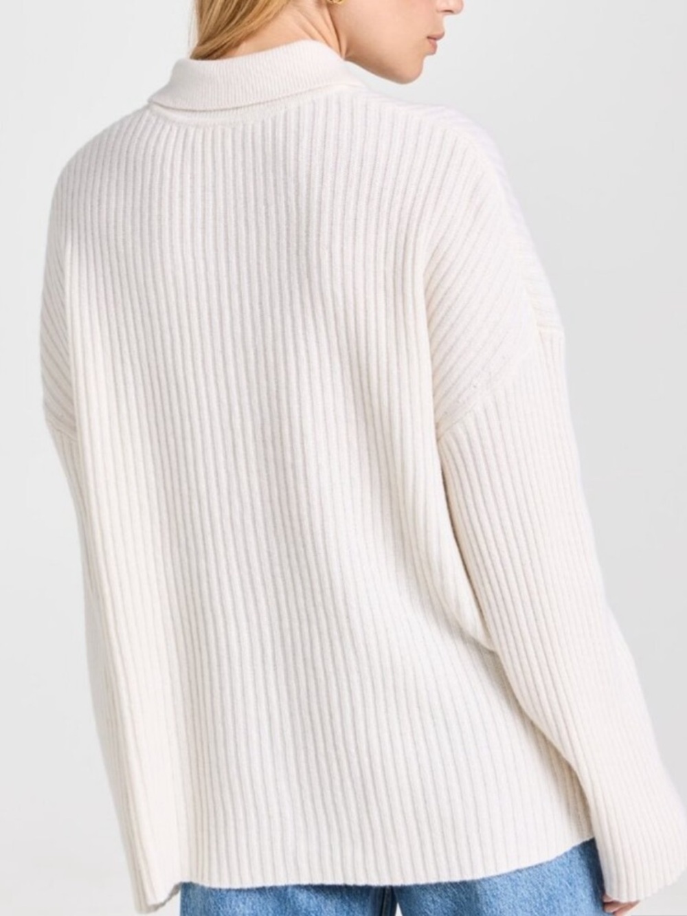 Reformation Cream Ribbed Button-Front Cardigan - Picture 3 of 5